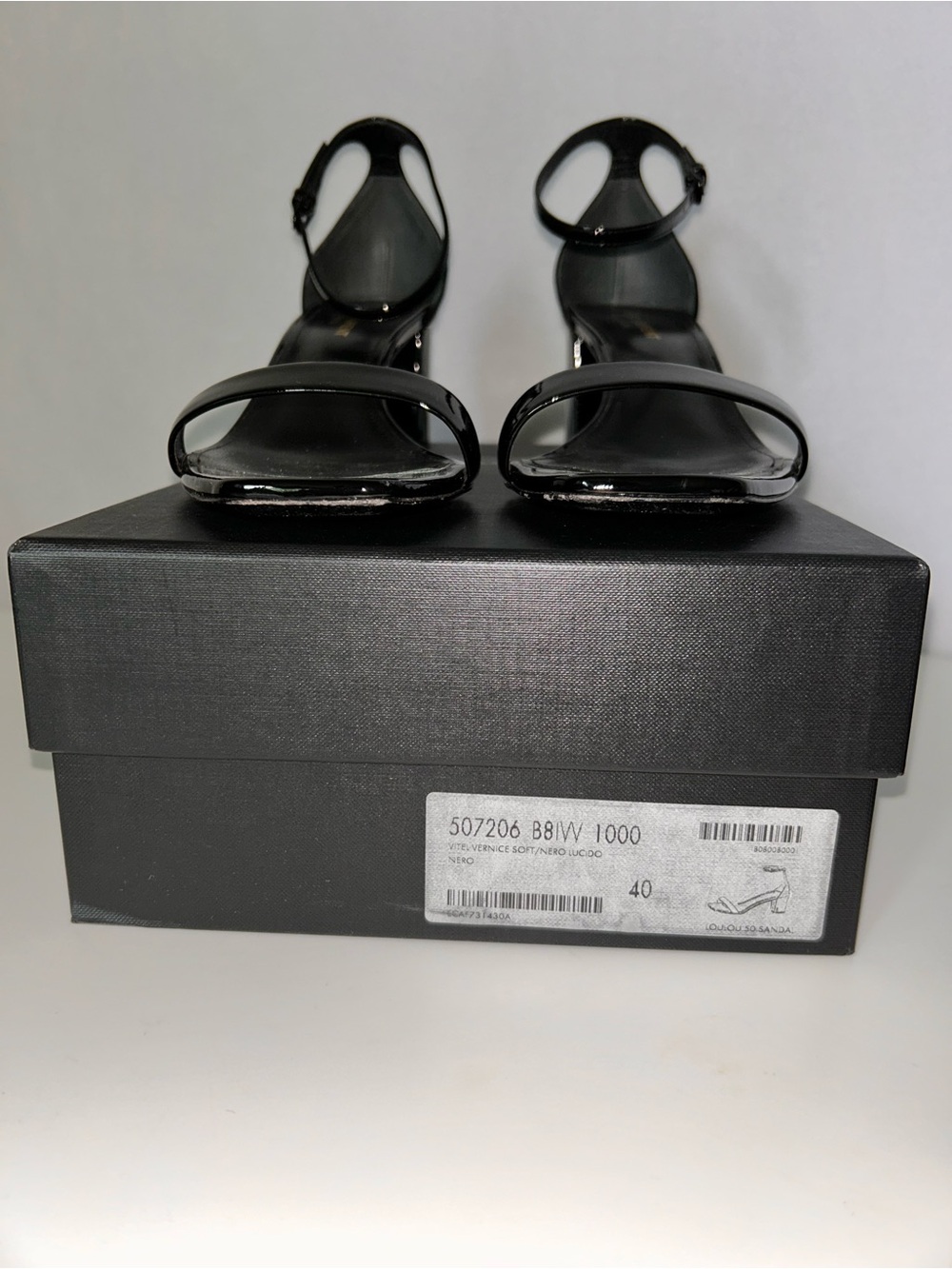Yves Saint Laurent Black Patent Leather Ankle-Strap Block Heels Size 10 - Picture 6 of 8
